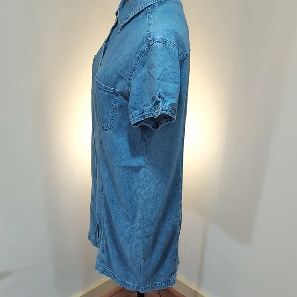 Women's Faded Glory Light Blue Button-Up Dress - Picture 8 of 11
